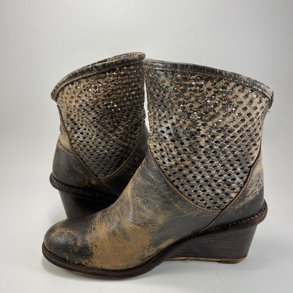 Bed Stu Cobbler Series Womens 9.5 Brown Distressed Leather Wedge Ankle Boots - Picture 9 of 14